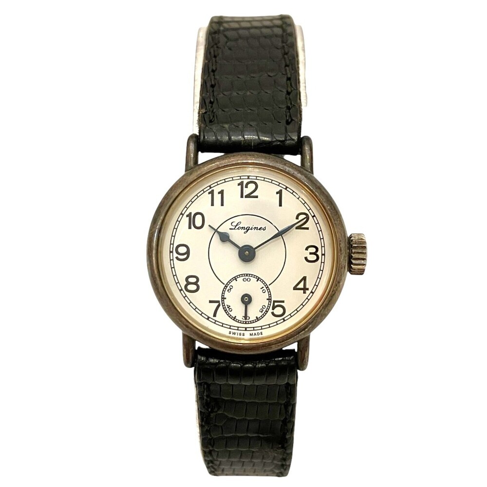 Longines wristwatch, total weight 18.4g, silver (925), genuine leather strap,...